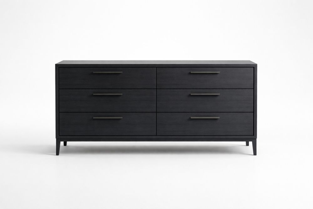 Commode en MDF Noir 6 Tiroirs-Decorloria