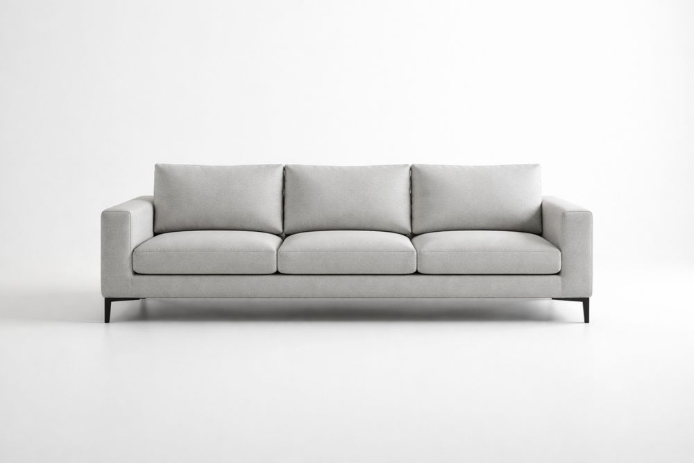 Canapé 3 places en tissu gris clair-Decorloria