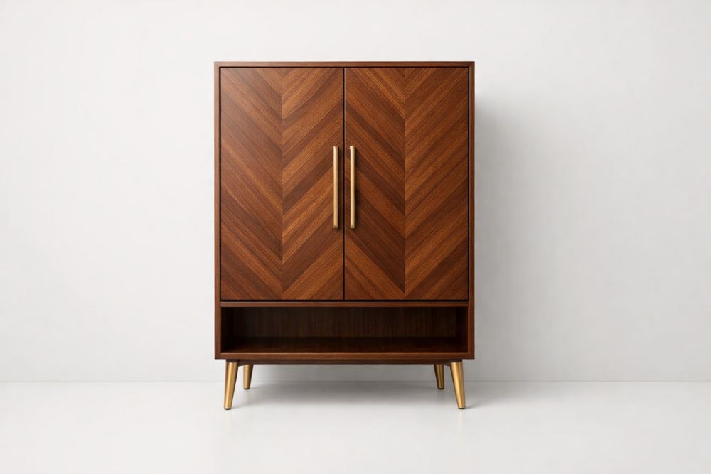 Armoire avec Motifs Chevrons et Pieds Aluminium-Decorloria