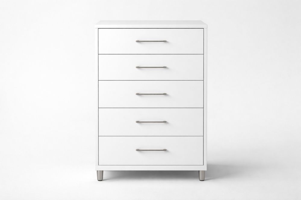 Commode en MDF avec 5 tiroirs blancs-Decorloria