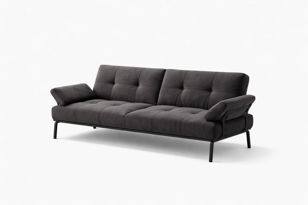 Canapé clic-clac en tissu polycoton anthracite 2 places avec structure en aluminium-Decorloria