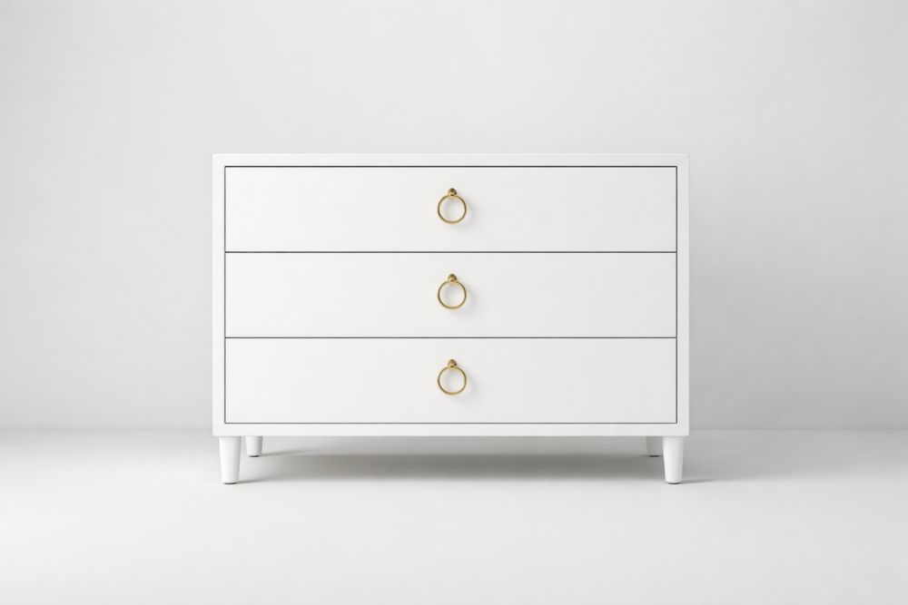 Commode en MDF 3 Tiroirs avec Poignées Aluminium-Decorloria