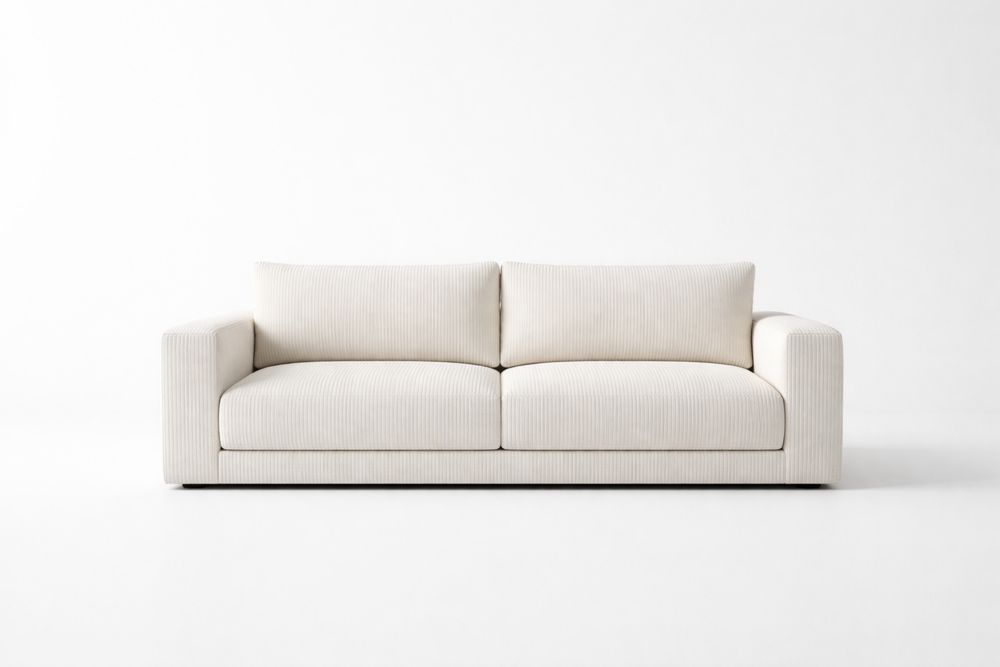 Canapé 2 places en tissu côtelé crème-Decorloria