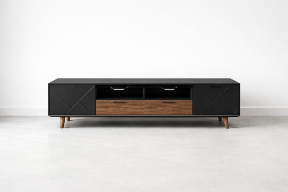 Meuble TV en MDF et aluminium 160x40x50 cm-Decorloria