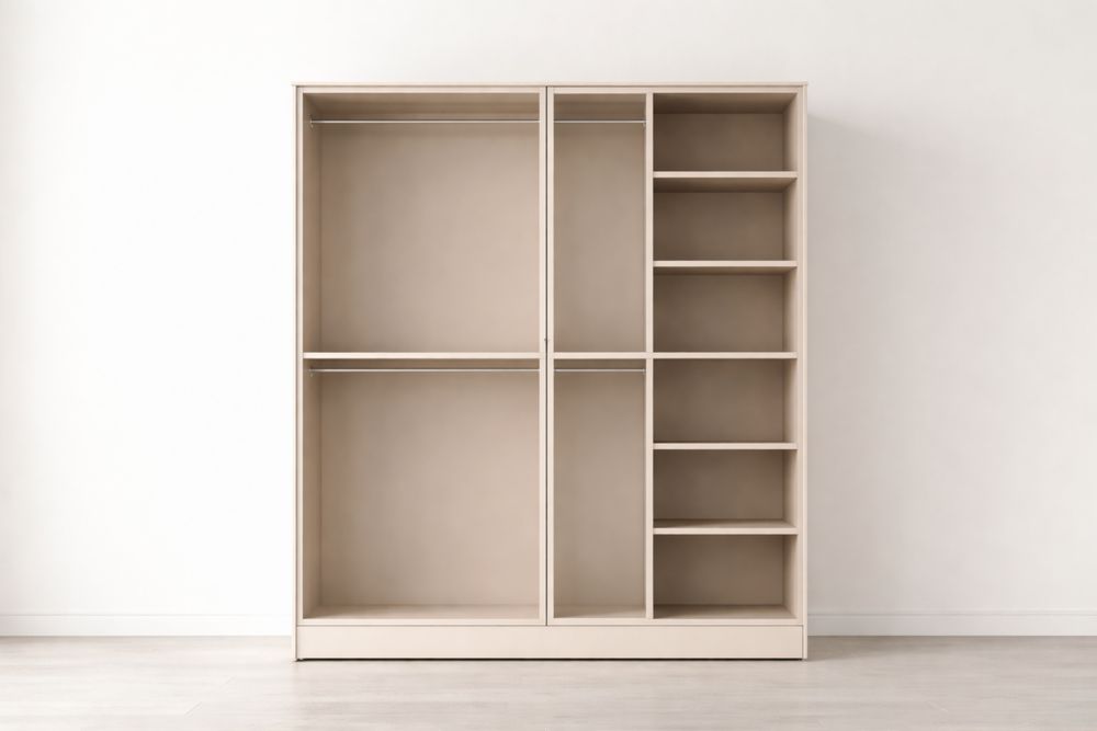 Armoire MDF Beige avec Étagères et Tringles-Decorloria