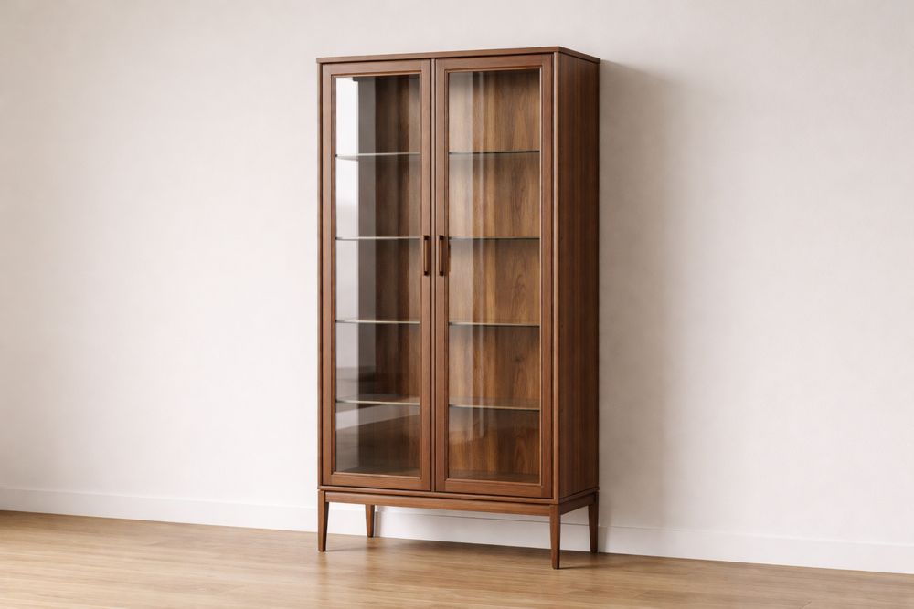 Vitrine en Bois massif avec Portes en Verre-Decorloria