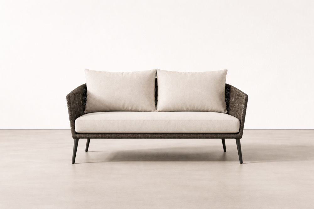 Canapé 2 places extérieur aluminium résine tressée polyester-Decorloria