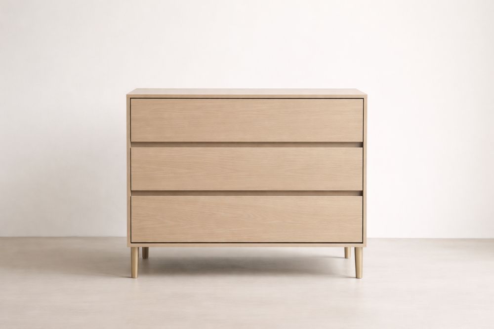 Commode en Bois de Chêne Clair 3 Tiroirs-Decorloria