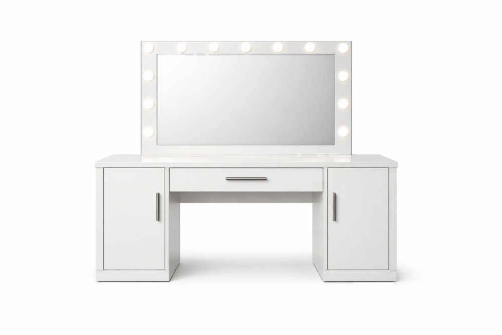 Coiffeuse en Bois Composite avec Miroir et Éclairage LED-Decorloria