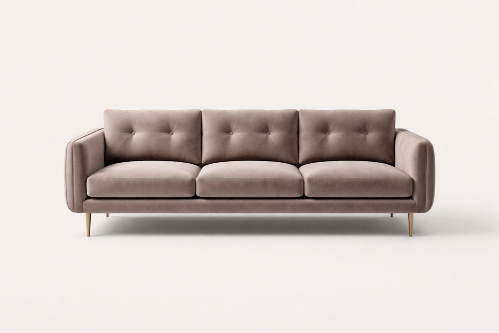 Canapé 3 places en velours avec pieds aluminium-Decorloria