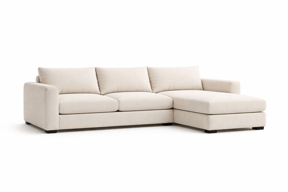 Canapé d'angle en tissu beige-Decorloria