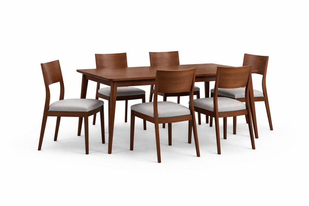 Table en bois massif avec 6 chaises en polyester-Decorloria