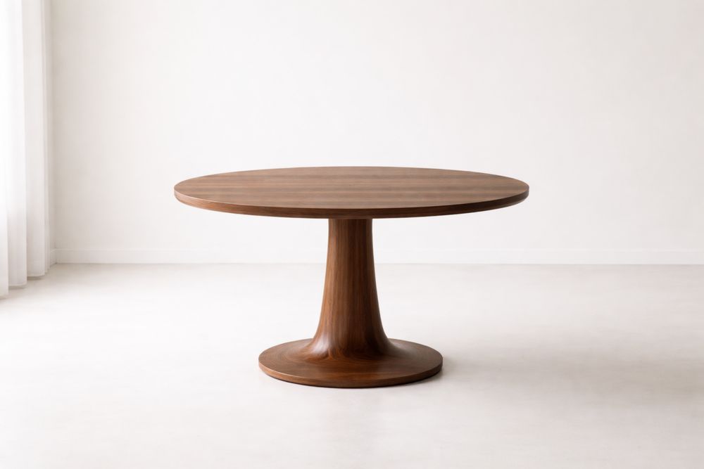 Table ronde en bois de noyer massif 120 cm-Decorloria