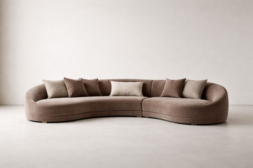 Canapé d'angle en tissu avec coussins marron-Decorloria