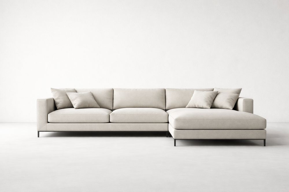 Canapé d'angle en tissu Beige 268x160x85 cm-Decorloria