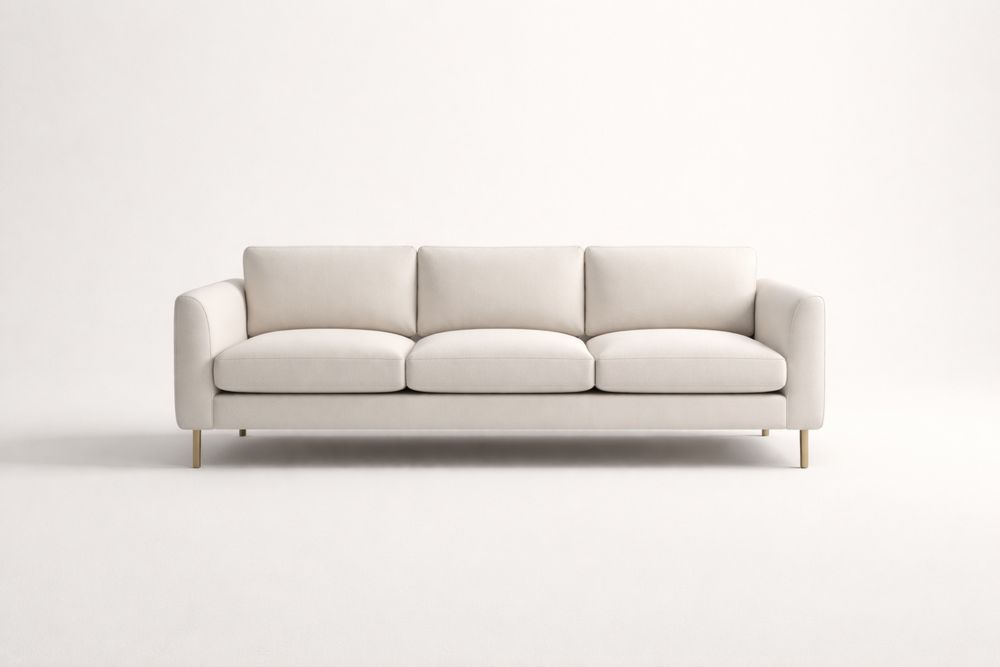 Canapé 3 places en tissu Beige avec pieds aluminium-Decorloria