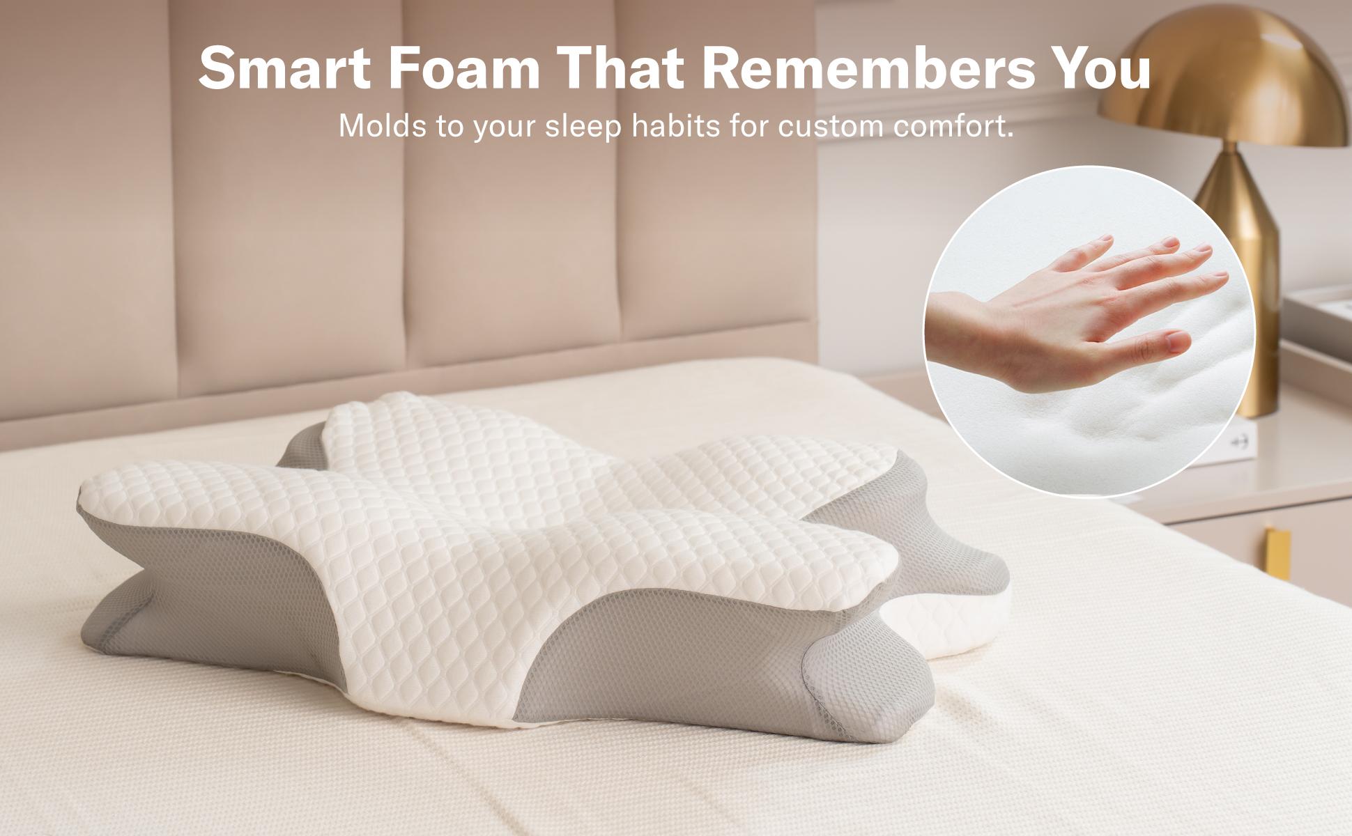 Alcedo Cervical Pillow for Cozy Sleep, Odorless Ergonomic Contour Memory Foam, Orthopedic Bed Pillow for Side, Back, and Stomach Sleepers