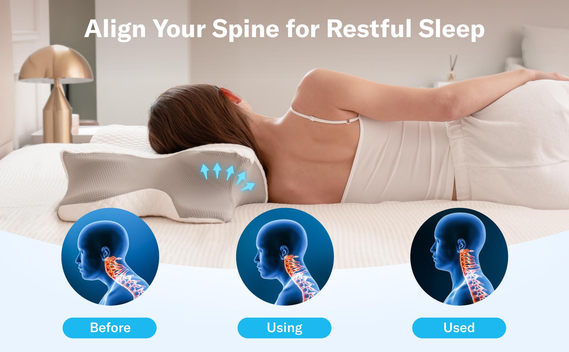 Alcedo Cervical Pillow for Cozy Sleep, Odorless Ergonomic Contour Memory Foam, Orthopedic Bed Pillow for Side, Back, and Stomach Sleepers