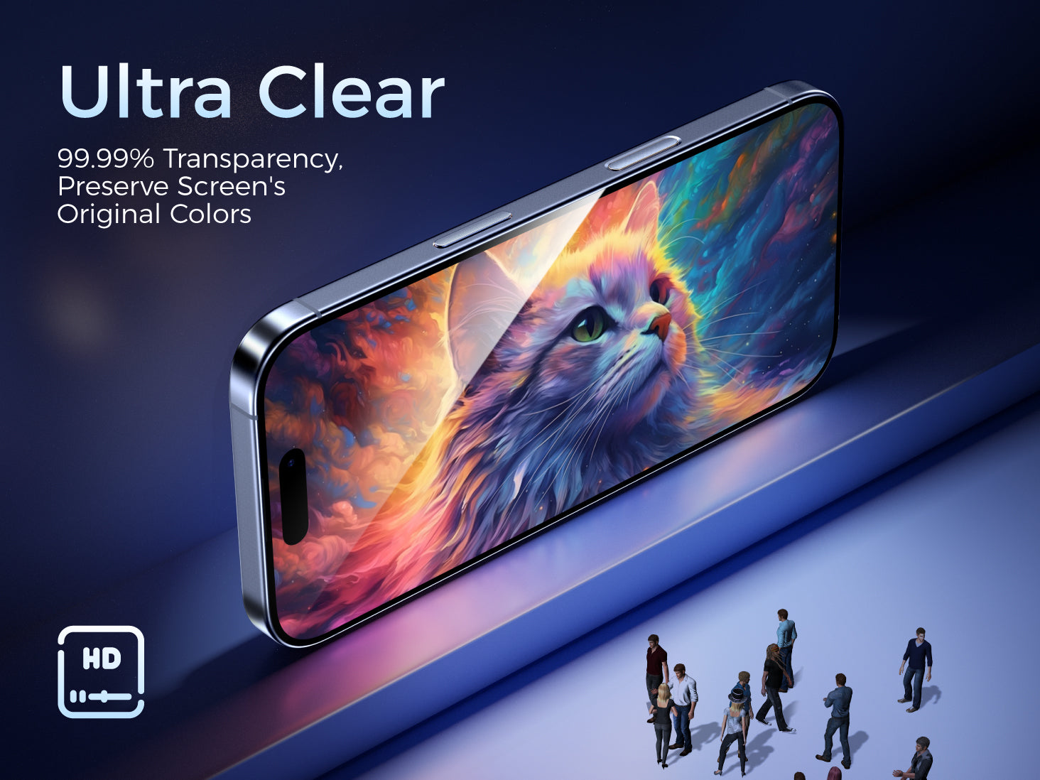 HD clear screen protector view