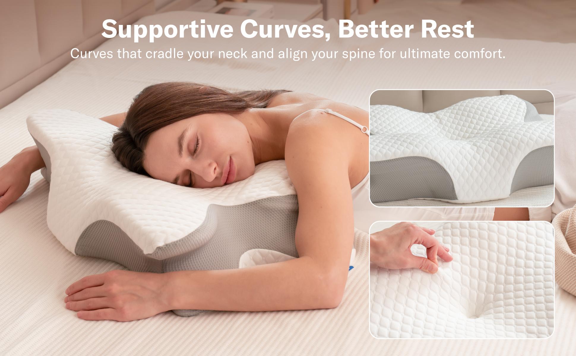Alcedo Cervical Pillow for Cozy Sleep, Odorless Ergonomic Contour Memory Foam, Orthopedic Bed Pillow for Side, Back, and Stomach Sleepers