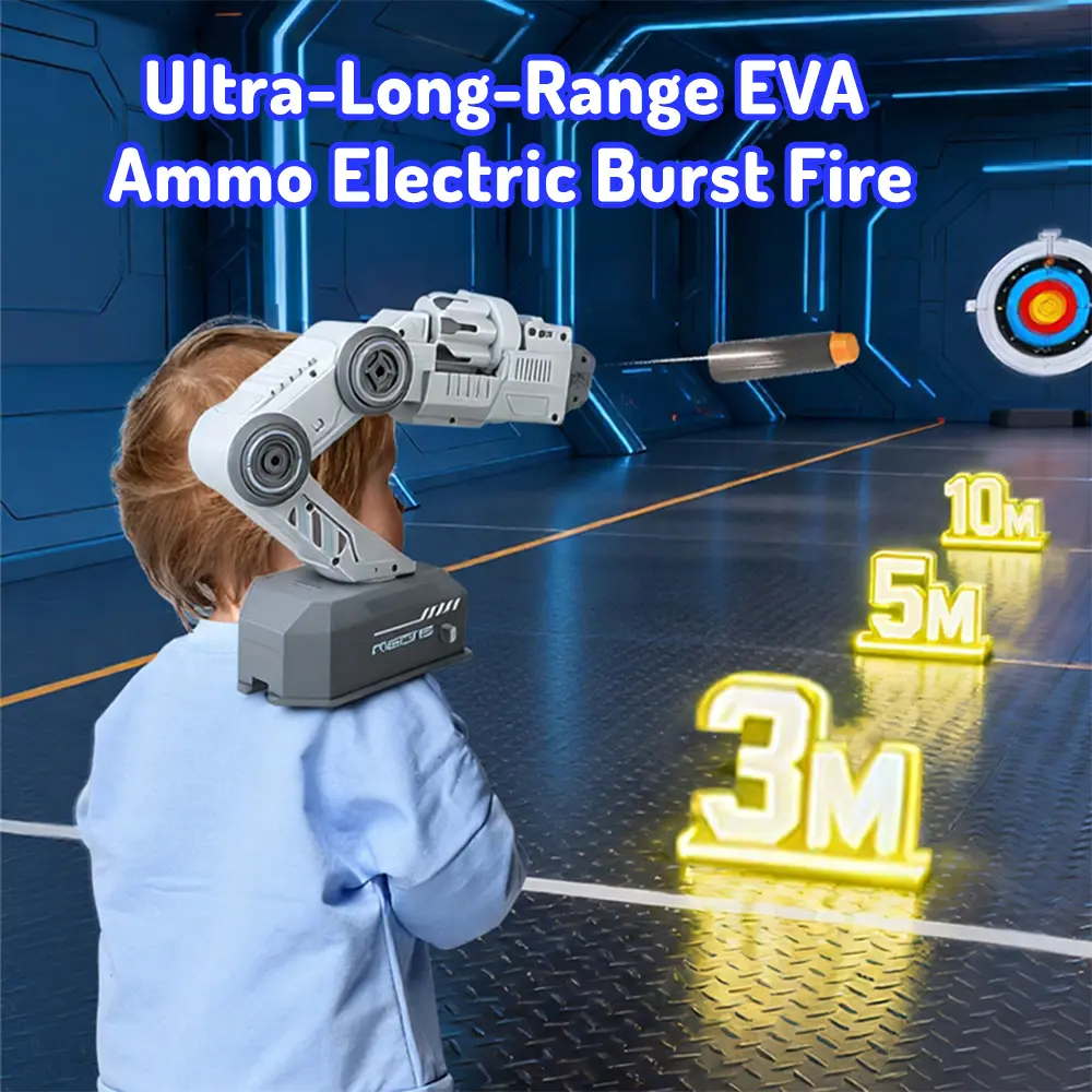 Smart Tracking Mechanical Arm Foam Blaster, Wearable Shoulder Mount, Dual Control