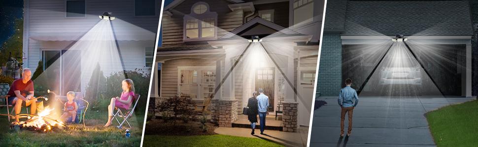 Tuffenough Solar Outdoor Lights 2500LM 210LED Security Lights,3 Heads Dimmable SpotLights with 3 Modes,IP65 Waterproof,Suitable for Yard, Garage, Porch, Pool,Garden,Barn,Patio,Valentine's Day gift