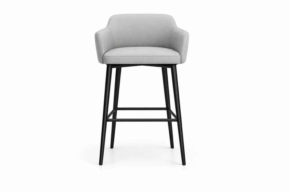 Tabouret de Bar Gris avec Revêtement Tissu Polyester