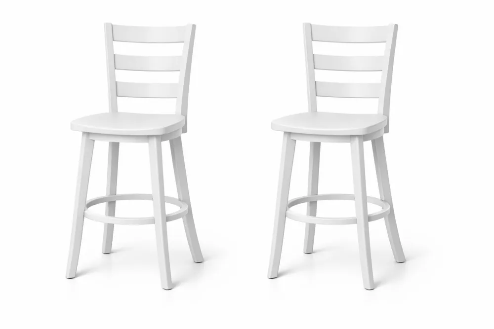 Tabourets de Bar Ensemble 2 Pièces Bois Massif Blanc