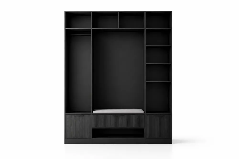 Armoire de rangement en MDF avec banc intégré