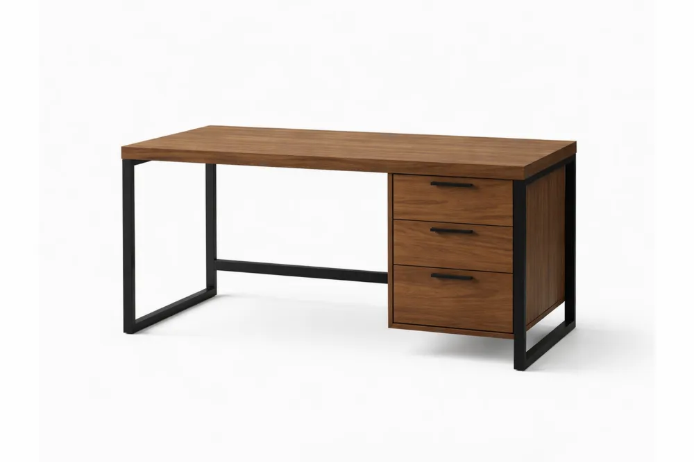 Bureau en MDF et acier avec tiroirs Longueur150cmxLargeur65cmxHauteur75cm