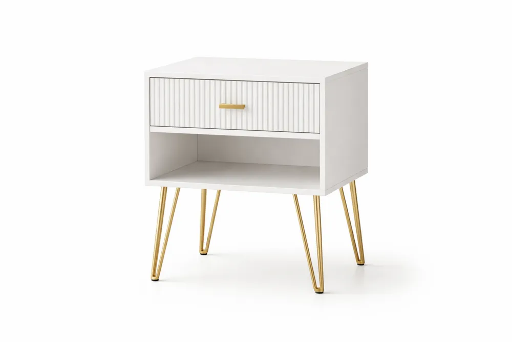 Table de chevet en MDF blancv et tiroir