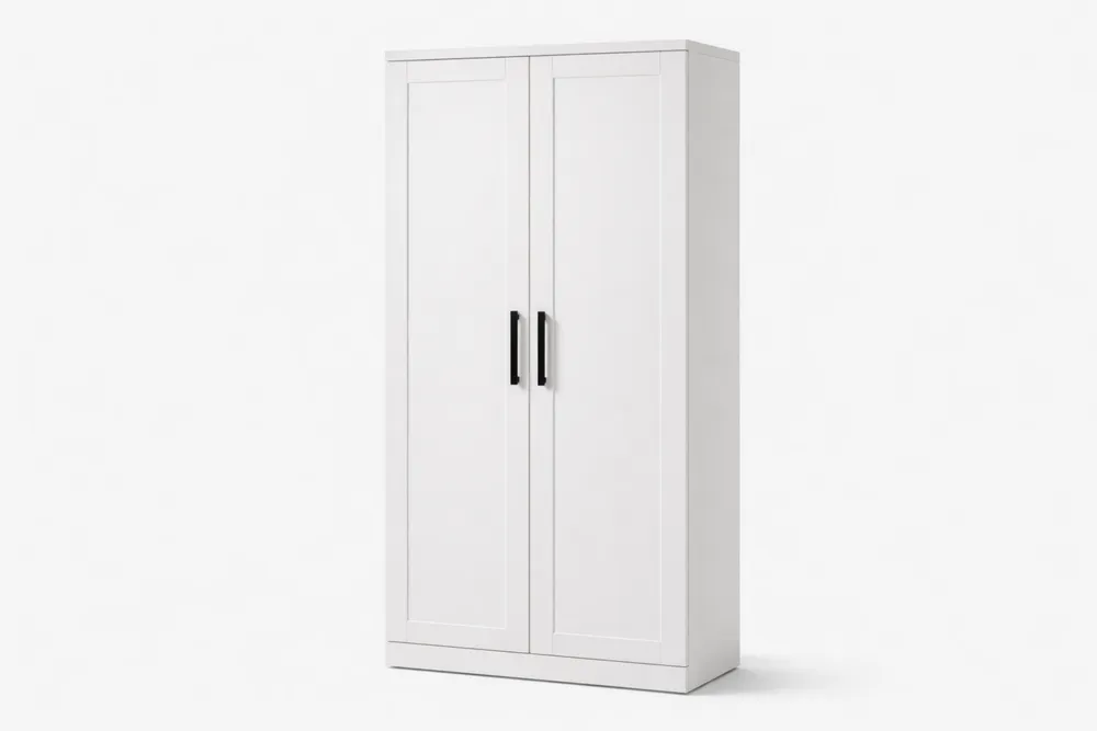Armoire en Bois Aggloméré Blanc avec Deux Portes