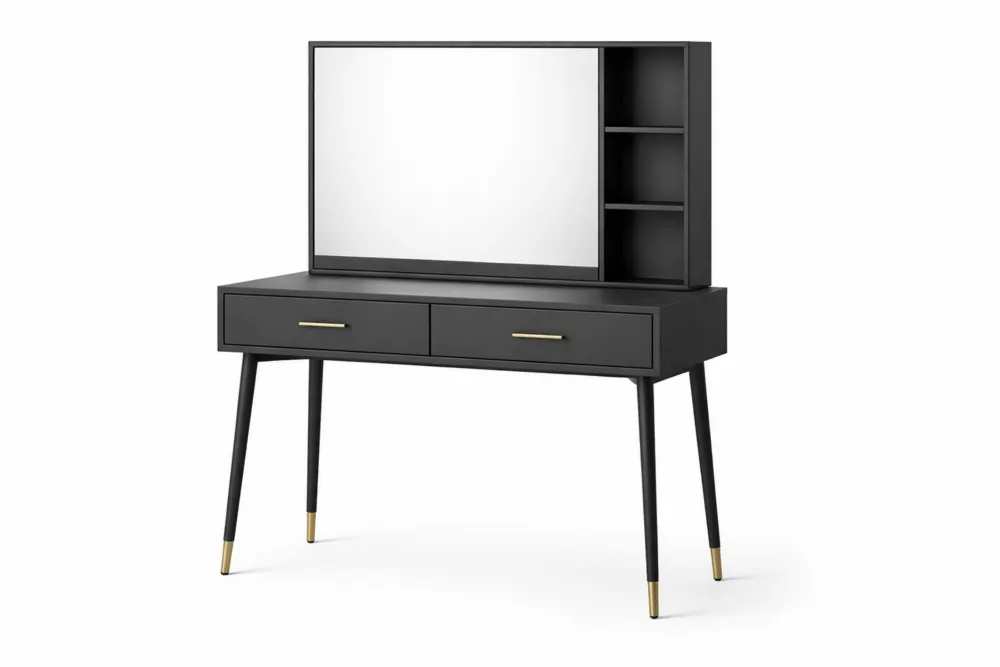 Coiffeuse en MDF avec miroir et rangement noir