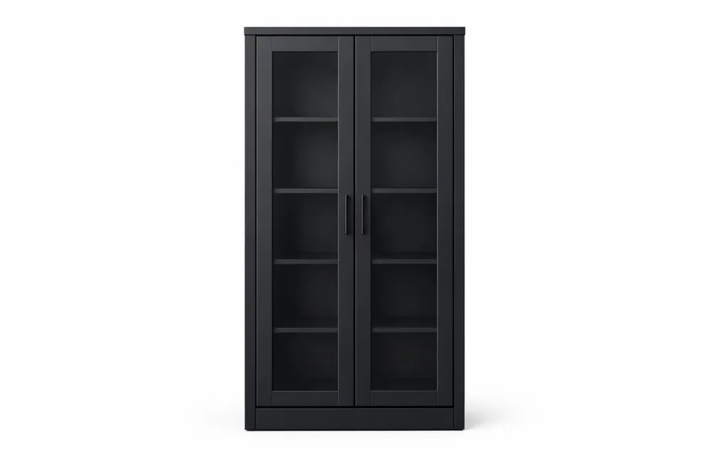 Vitrine en MDF et verre trempé Noir