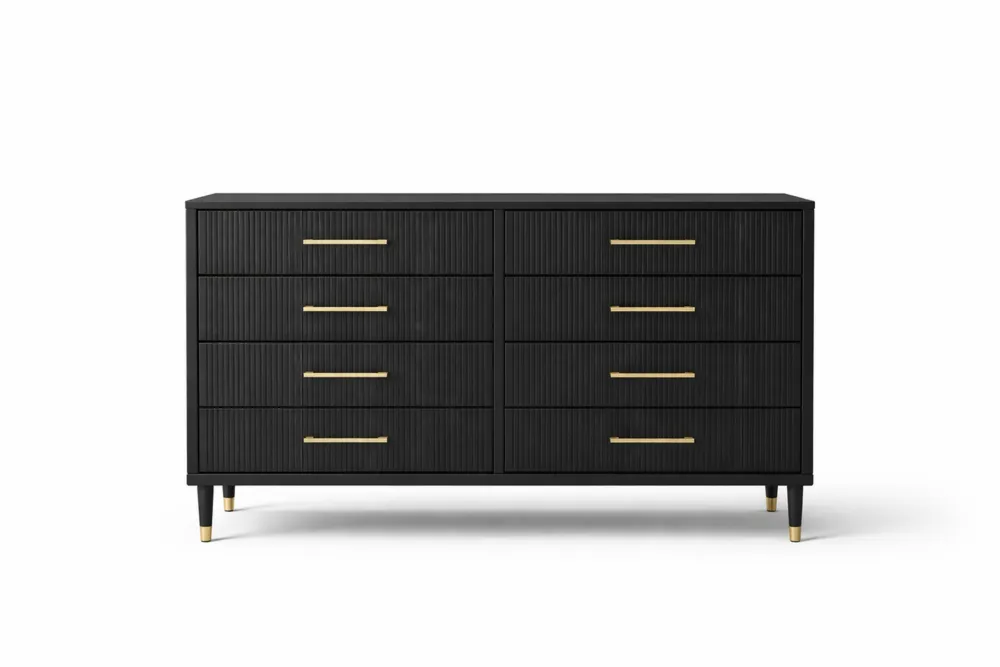 Commode en MDF noir à 8 tiroirs
