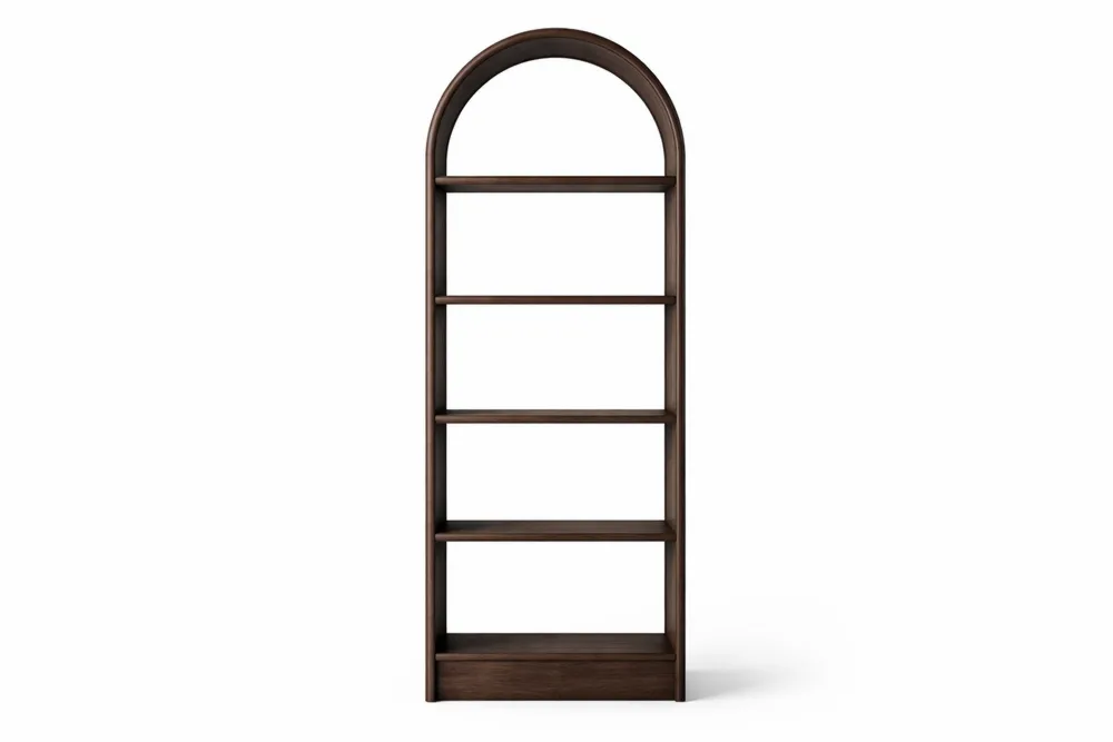 Étagère en bois massif foncé arqué Hauteur190cmxLargeur80cmxProfondeur30cm