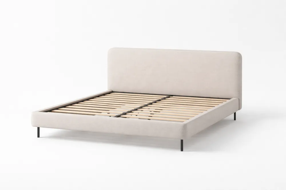 Lit double en acier et polyester Beige