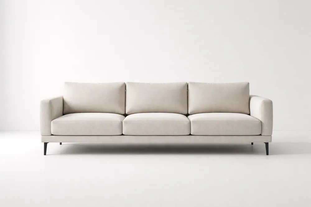 Canapé 3 Places Tissu Beige Armature Acier