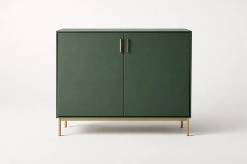 Buffet en MDF et Acier à 2 Portes Vert