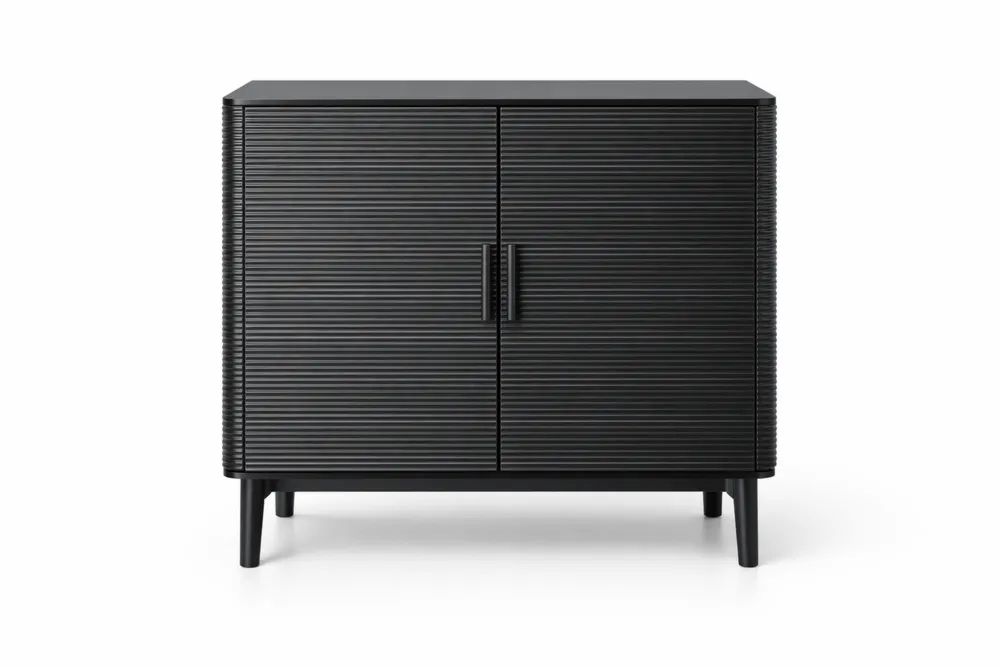 Armoire en bois MDF noir avec portes striées