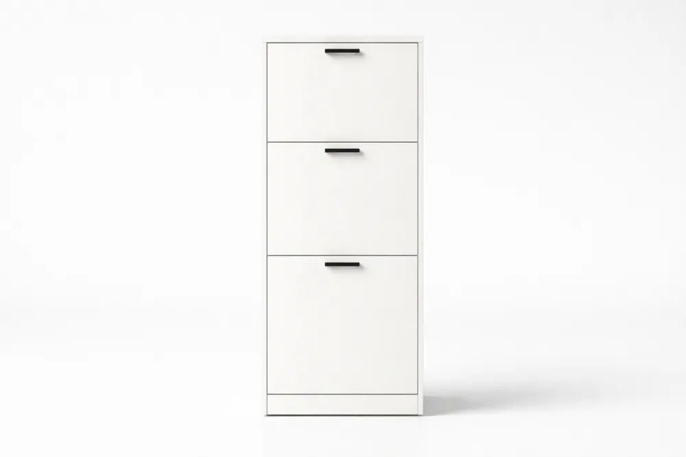 Meuble à chaussures 3 abattants en MDF blanc