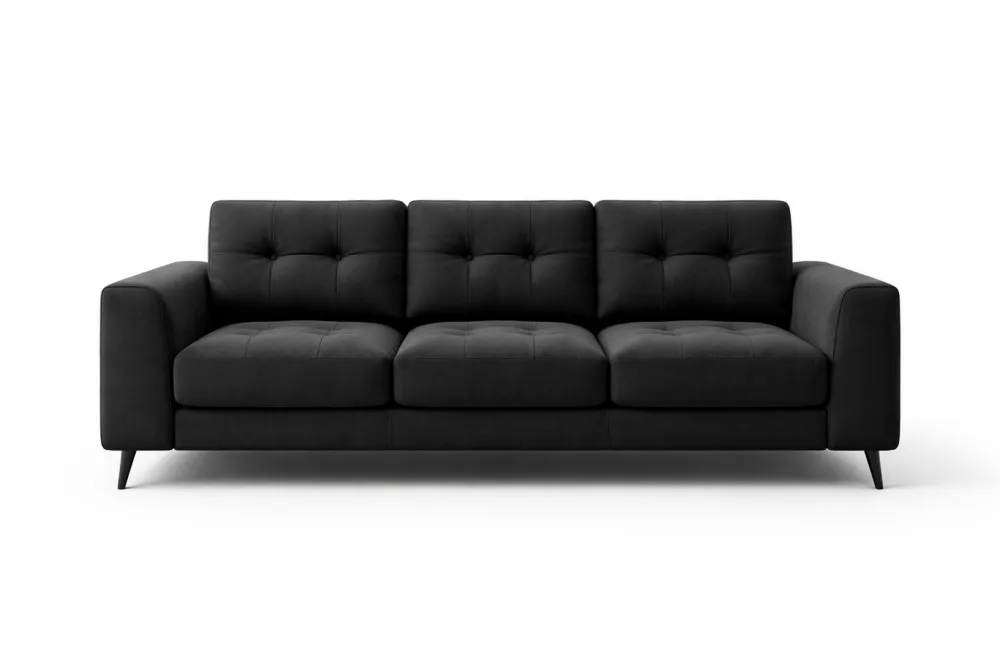 Canapé 3 places tissu polyester noir