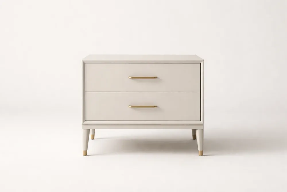 Table de Chevet en Bois Massif avec 2 Tiroirs