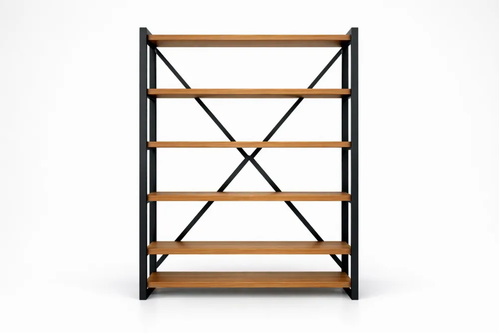 Étagère en MDF et acier 6 niveaux Noir et Marron Hauteur180cmxLargeur120cmxProfondeur30cm