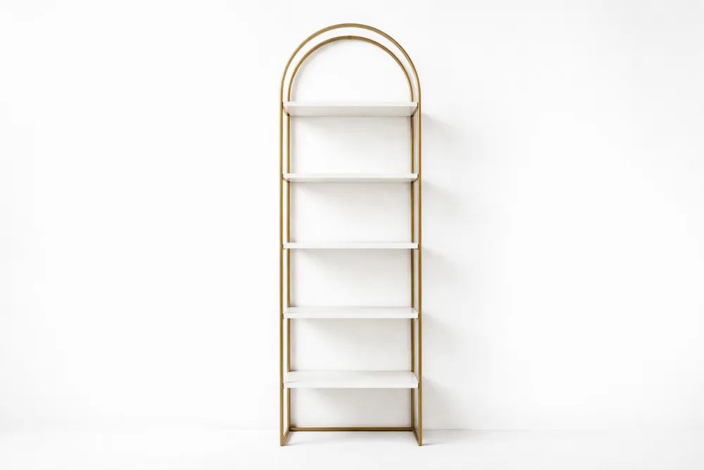 Étagère en acier incurvé et MDF blanc 5 niveaux
