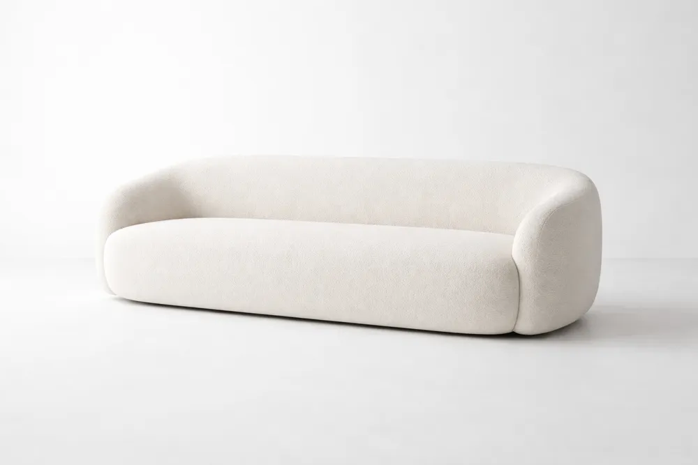 Canapé 3 places en bois massif et polyester Blanc