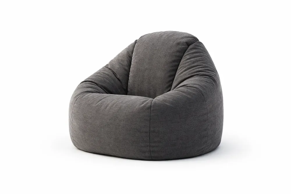 Fauteuil Poire en Tissu Gris Polyester