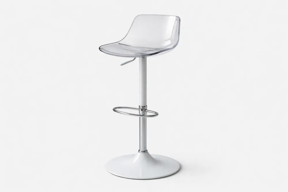 Chaise de bar PMMA transparent base acier réglable
