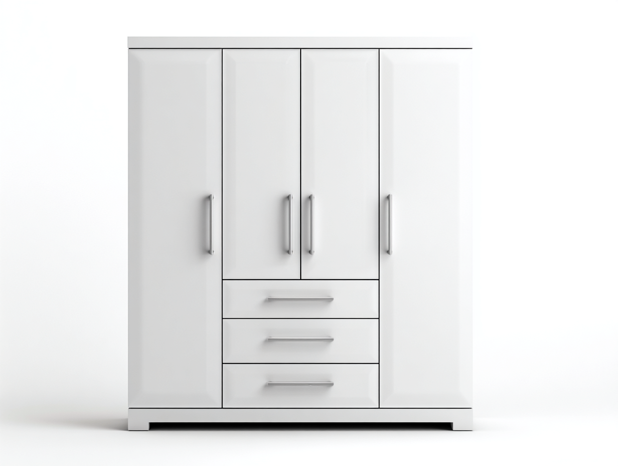 Armoire 4 portes et 3 tiroirs panneaux bois 160x55x200 cm - blanc - rangement chambre style moderne-Loftgethub