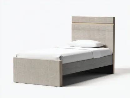 Lit simple tapissé tissu 200x90x95 cm - beige - design moderne pour chambre-Loftgethub
